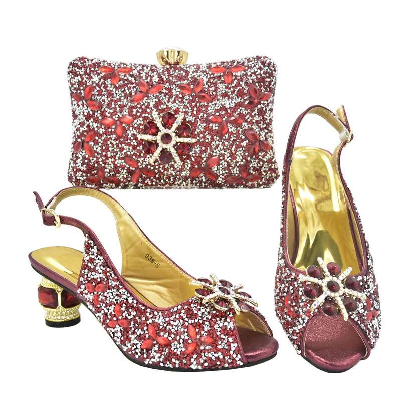 Винные итальянские туфли и подходящие сумки для свадьбы Стразы женская обувь