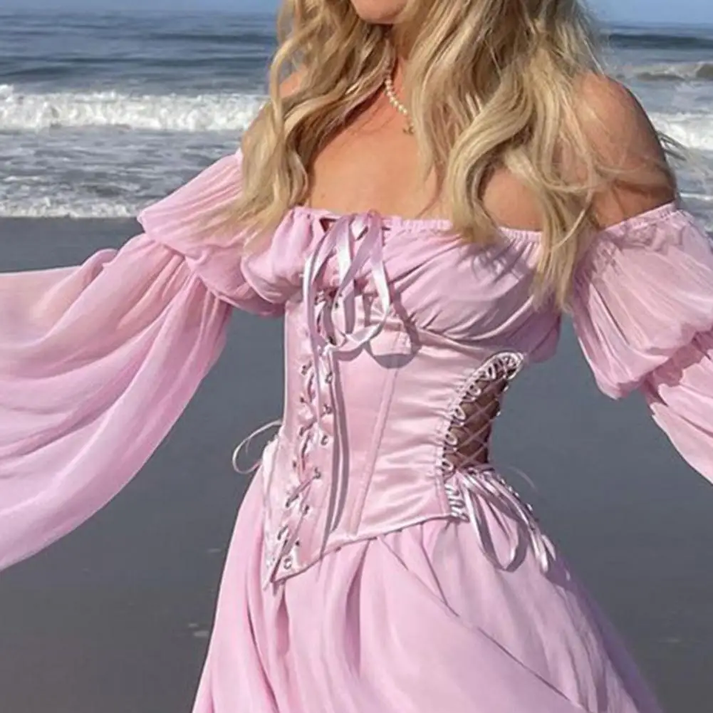 

Practical Women Corset Boned Overbust Waist Gathered Women Corset Bustier Waist Corset