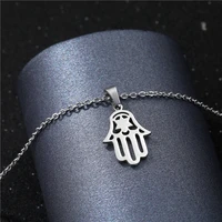 small stainless steel three dimensional lucky buddha gesture palm shape pendant necklace woman mother gift wedding jewelry