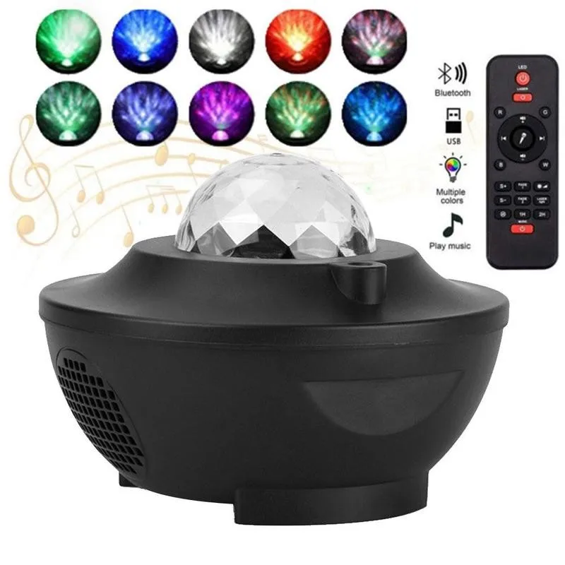 

Usb Led Star Night Light Music Starry Water Wave Led Projector Light Bluetooth Projector Sound-activated Atmosphere Light Decor