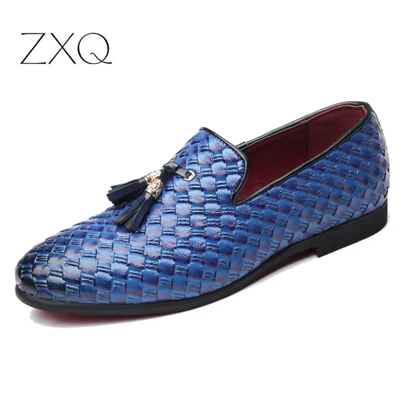 Top Fashion Men Tassel Leather Loafers Black Blue New Summer Breathable Slip On Moccasins Flats Plus Size Elegant Shoes | Обувь
