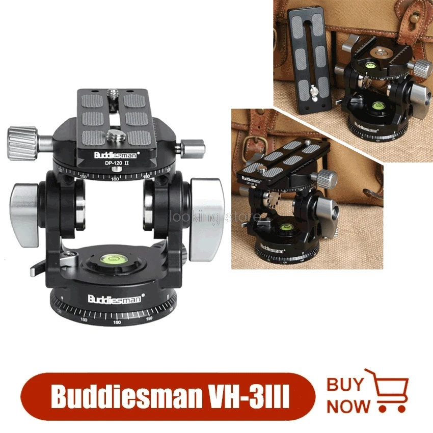 

Buddiesman VH-3III Tripod Head Bird Watching Low gravity Panoramic Head Quick Release Plate Photography Head 25KG Payload New
