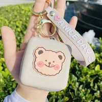 2021 new heart shaped coin purse mini silicone animal coin purse women key bag coin purse kids gift headset bag key chain ring