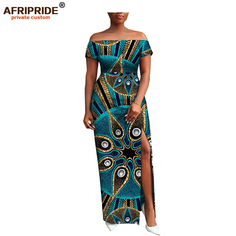 AFRIPRIDE, индивидуальная африканская одежда, осеннее платье, короткий рукав, макси, батик, боковое, вечернее платье для женщин, A722538 - Цвет: 534