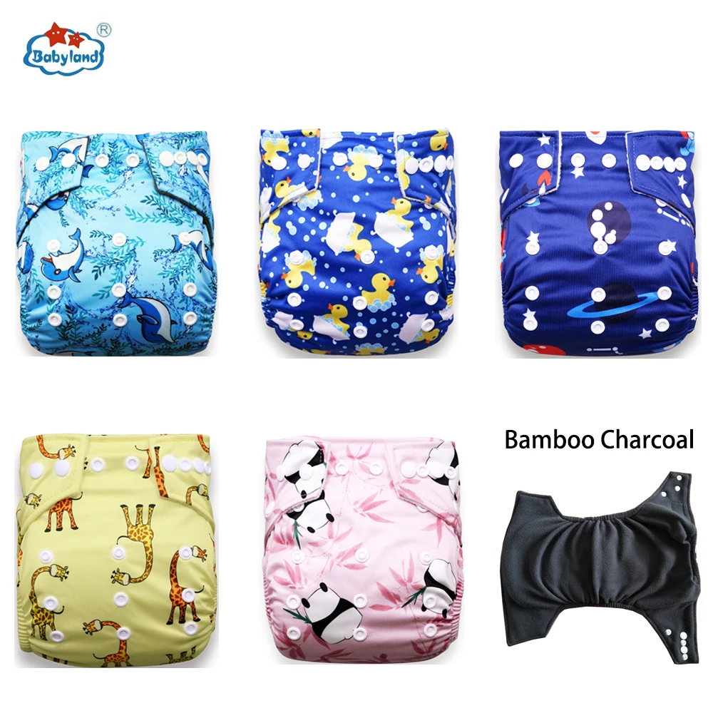 Promotion 20pcs ECO-Friendly Babyland Bamboo Charcoal Diapers+ 20pcs Bamboo Charcoal Inserts 5 layers+10pcs Double Zipper Bags