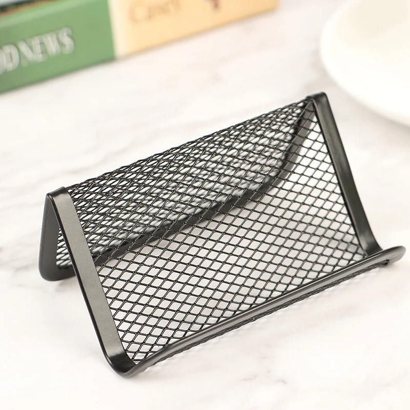 

Metal Mesh Portable Business Card Holder Display Stand Home Desk Storage Stand