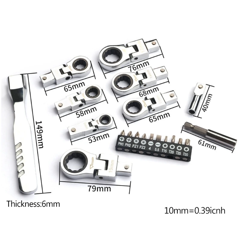 

20 Pcs Oscillating Head Interchangeable Torx Wrench Set Oscillating Wrench 180