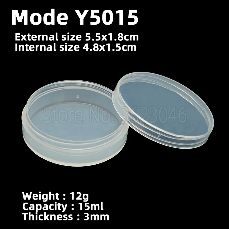 

10 pieces Y5015 Round Plastic Case Parts Accessory Organize Storage Screw Sample Transparent Box 4.8x1.5cm