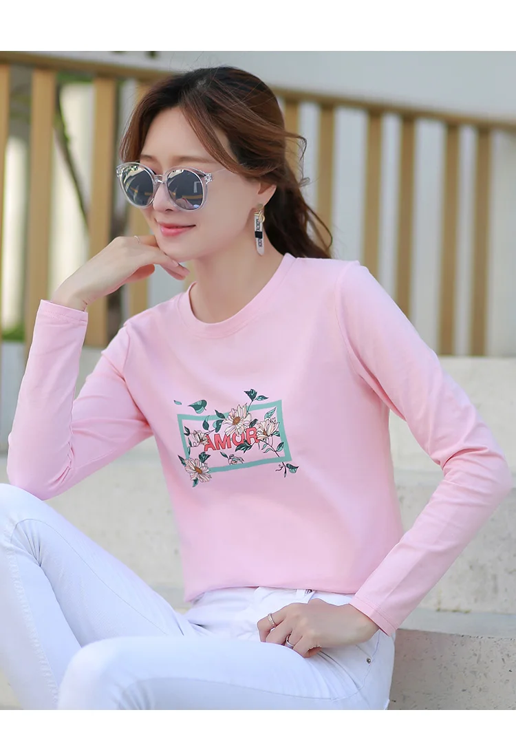 

Fashion Logo Printing T Shirts Women's pink Short Sleeve Fashion 100% cotton Female T-Shirts
