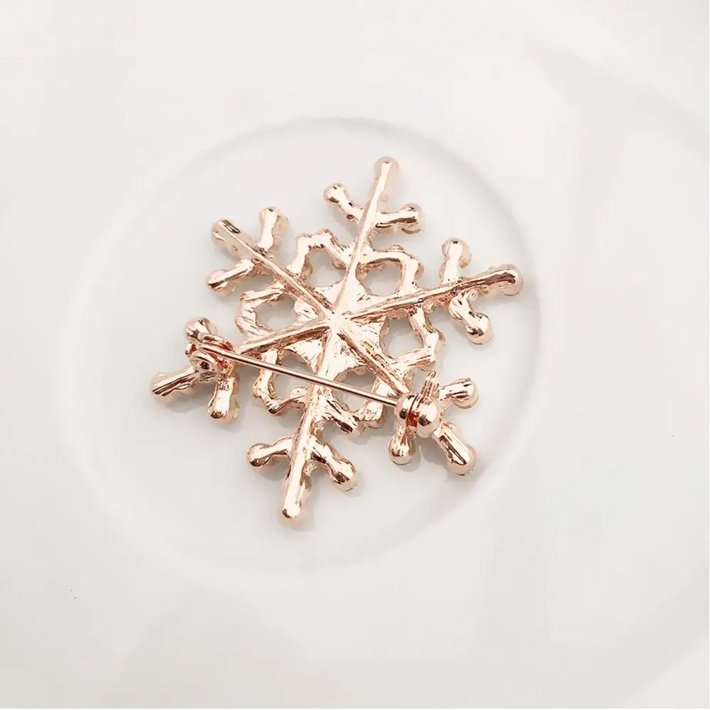 Женские рождественские большие броши серебряный цвет снежинка Стразы свадебная