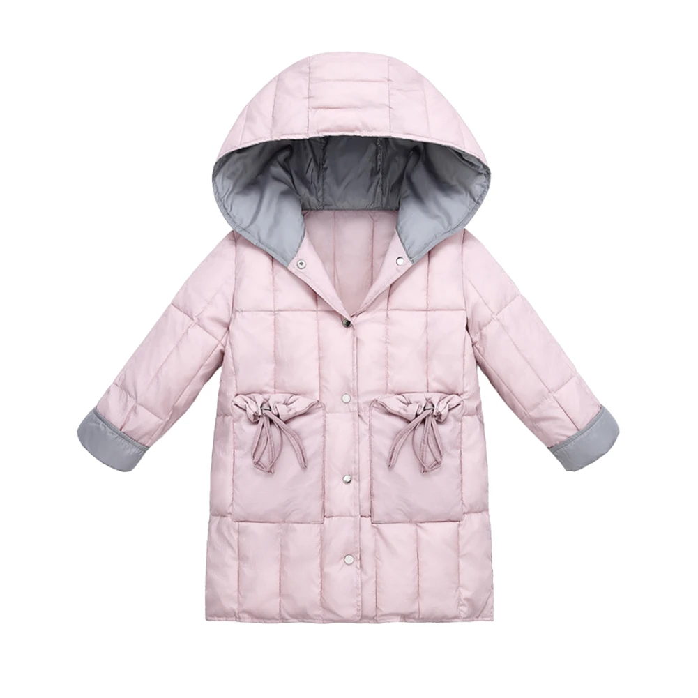 Новинка 2019 года зимнее пальто для девочек парка с карманами цвет розовый бежевый