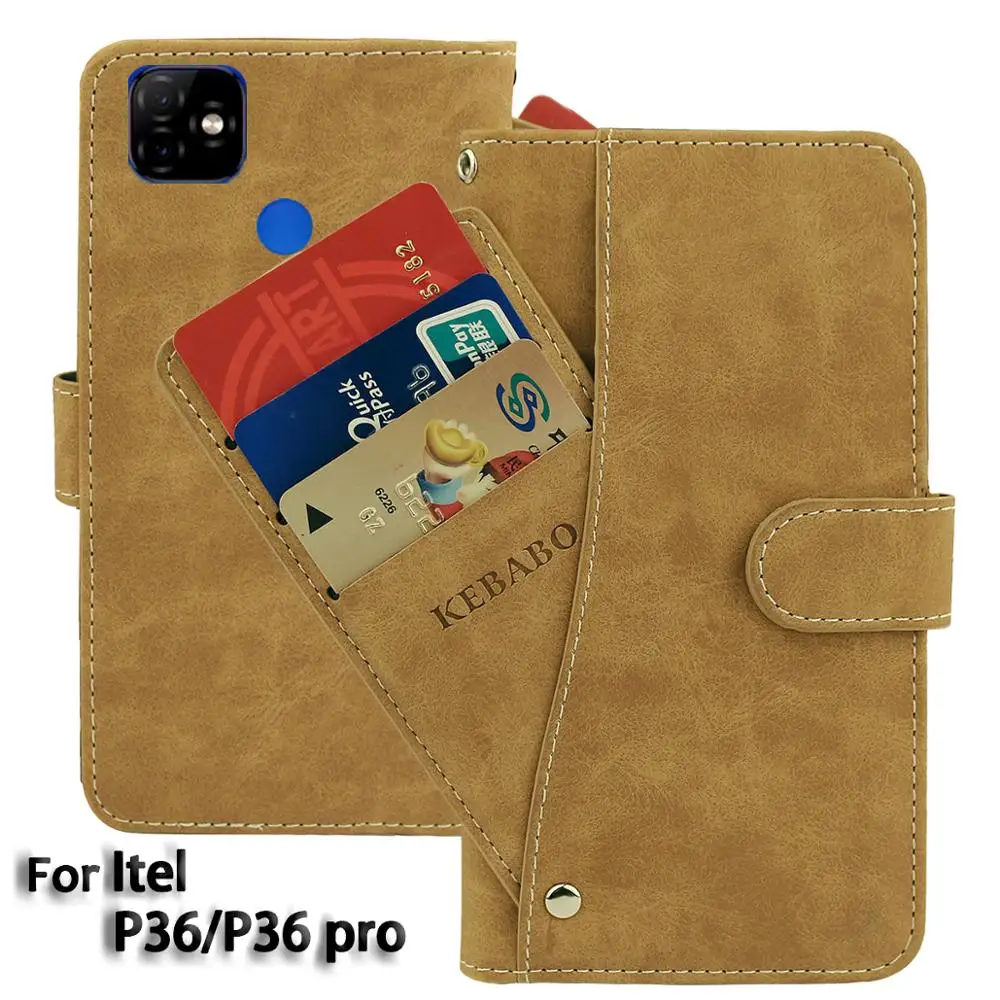 

Vintage Leather Wallet Itel P36 P36 Pro Case 6.5" Flip Luxury Card Slots Cover Magnet Phone Protective Cases Bags
