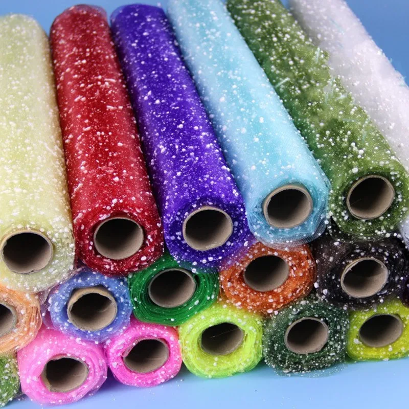 

50cmx4Yards Sequin Snowflake Paper Mesh Yarn Flower Package Flower Paper Gift Package Flower Paper DIY Handmade Rose Material