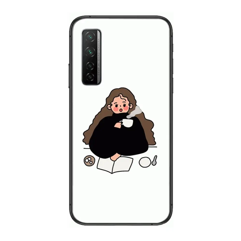 

Fashion girl trend Phone Case For Huawei mate 40 30 10 20 40 8 9 Lite Z Pro Black Etui 3D Coque Painting Hoesjes 5g black
