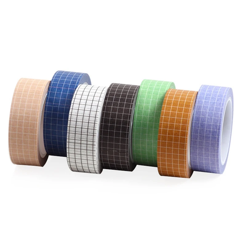 10M Solid Color Grid Washi Tape Japanese Paper DIY Planner Masking Adhesive Tapes Stickers Decorative Stationery | Канцтовары для