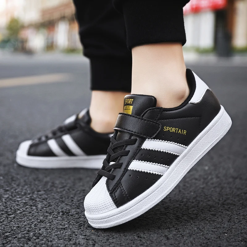 boys brand leather running shoes flat girls kids sneakers non slip children sport shoes outdoor child boy girl footwear run hot free global shipping