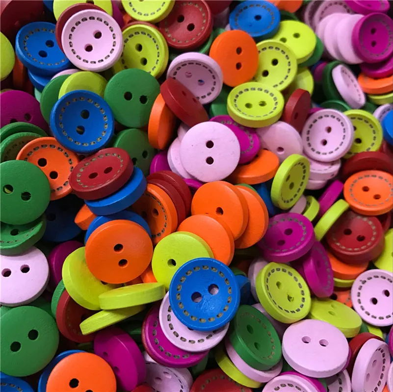 500 шт. 2 отверстия милые круглые цветные деревянные кнопки в горошек сделай сам