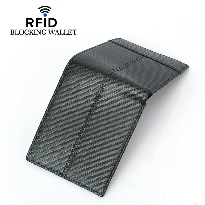 Новый карбоновый ID кредитный держатель для карт из искусственной кожи Tri-fold