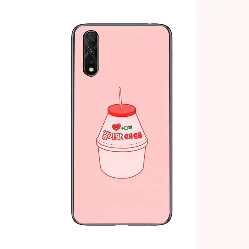 

Cute Japanese Strawberry Milk Phone Case For Samsung S6 S7 Edge S8 S9 S10 E lite2019 S20 Plus Cover Fundas Coque