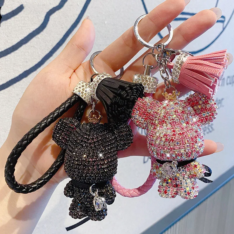 Роскошный Медведь diy Стразы брелок аксессуары бриллиант кожаный ремешок сумка