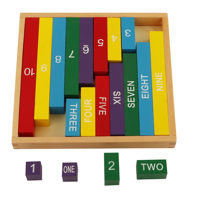 

Candice guo wooden toy Montessori match operate game colorful wood block mathematics figure number stick math birthday gift 1set