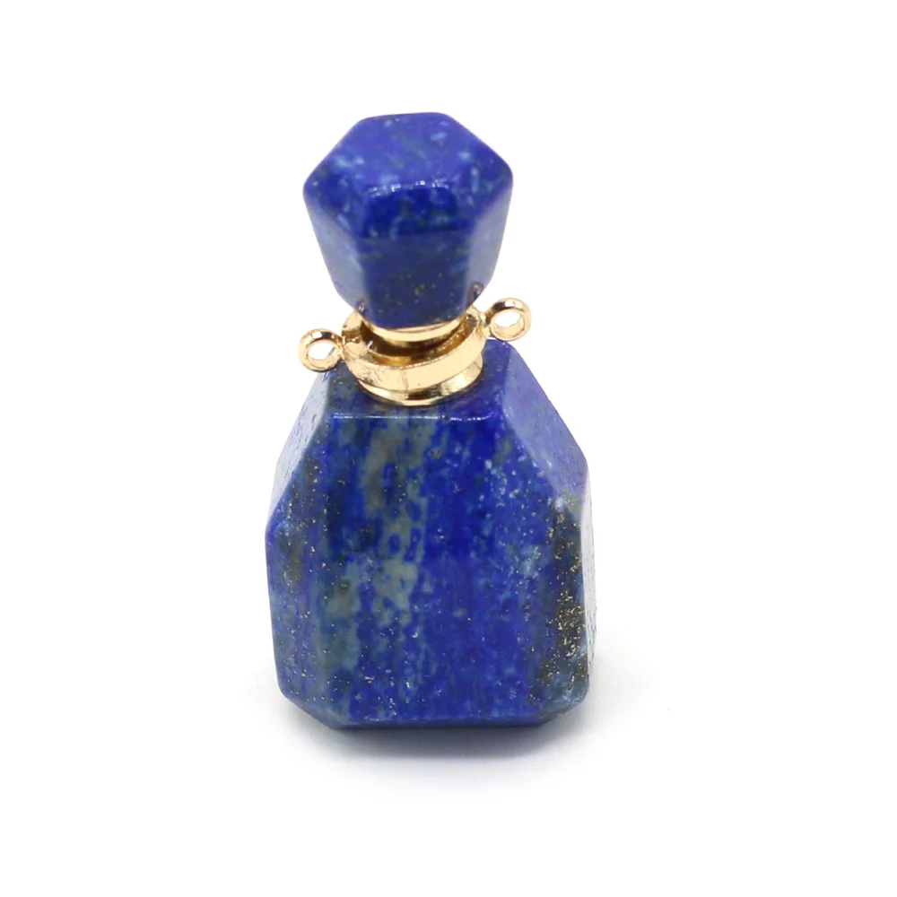 

Natural Stone Gem Lapis Lazuli Perfume Essential Oil Bottle Handmade Crafts DIY charm Necklace Jewelry Accessories Gift Making