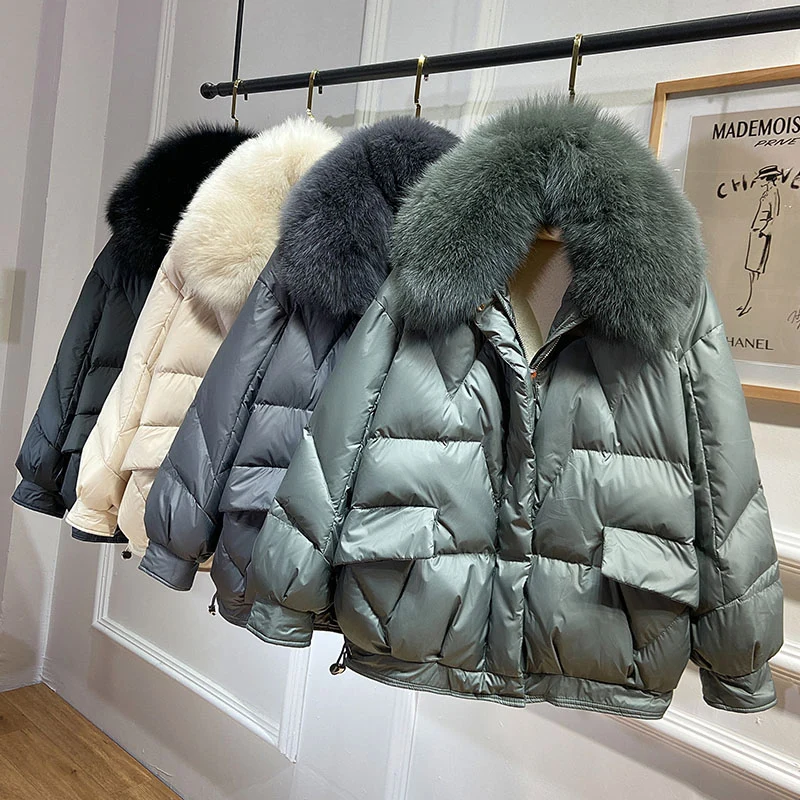 SEDUTMO Winter Fur Collar Short Duck Down Coat Women Fashion Oversize Parkas Autumn Slim Warm Basic Jackets ED1406