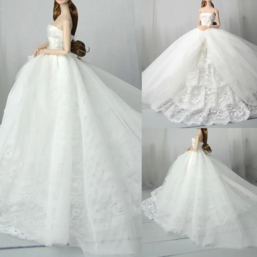 

Платье для куклы Барби, Одежда для куклы принцессы Делюкс со шлейфом, свадебное платье невесты, фантастические игрушки, подарок для кукол 11,5...