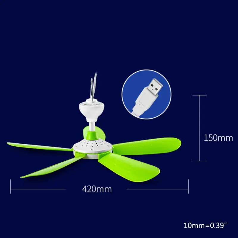 

5W Remote Control Timing USB Ceiling Fan Air Cooler USB Fans for Bed Camping Outdoor Hanging Camper Tents Hanger Fan 2.4m Power