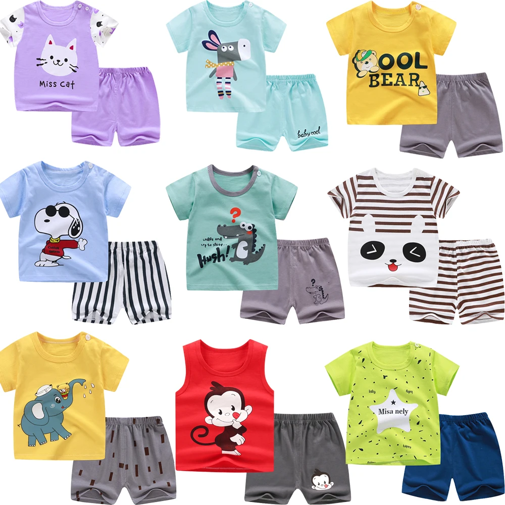 Детские летние пижамы детская одежда для сна с короткими рукавами пижамные