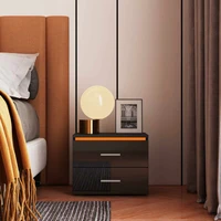 modern night tables high gloss led light nightstand with 2 drawer 20 modes led rgb bedside table home bedroom bedside cabinet