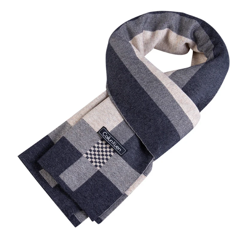 New Winter Men Scarf Fashion Business High Quality Wool Scarf Men Stripe Lattice Scarfs Designer Scarves Classic Black Scarf
