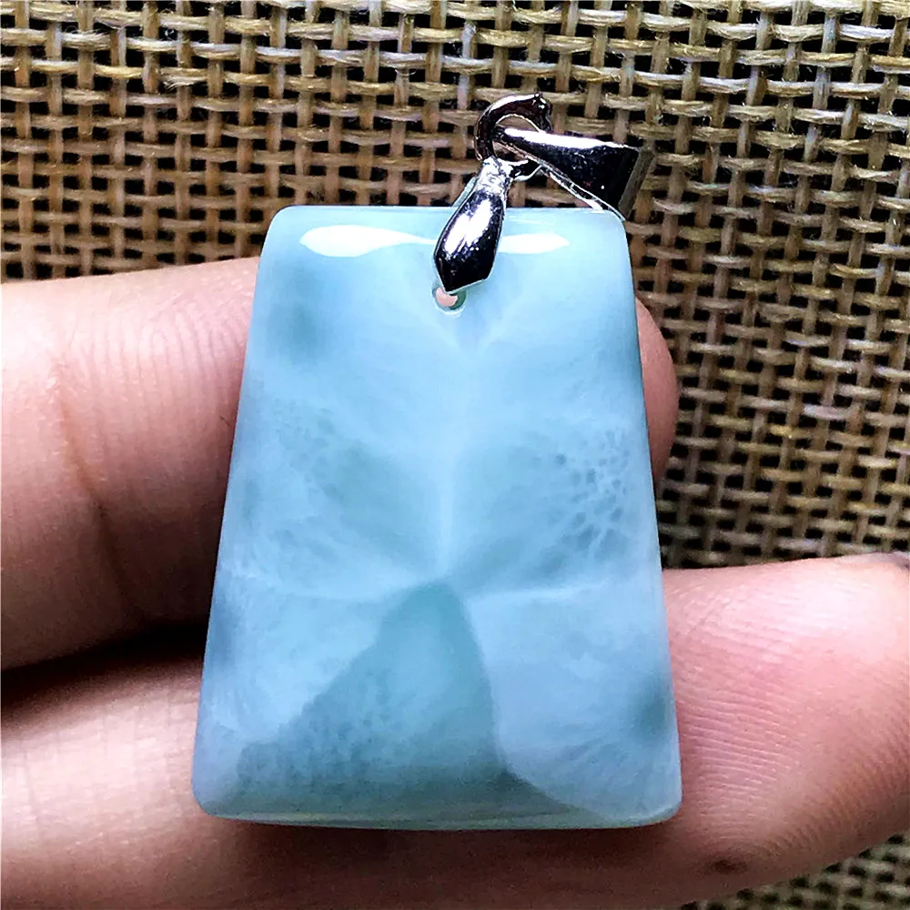 Мужская и женская подвеска Larimar прямоугольные бусины 25x19x5 мм с прозрачным водяным