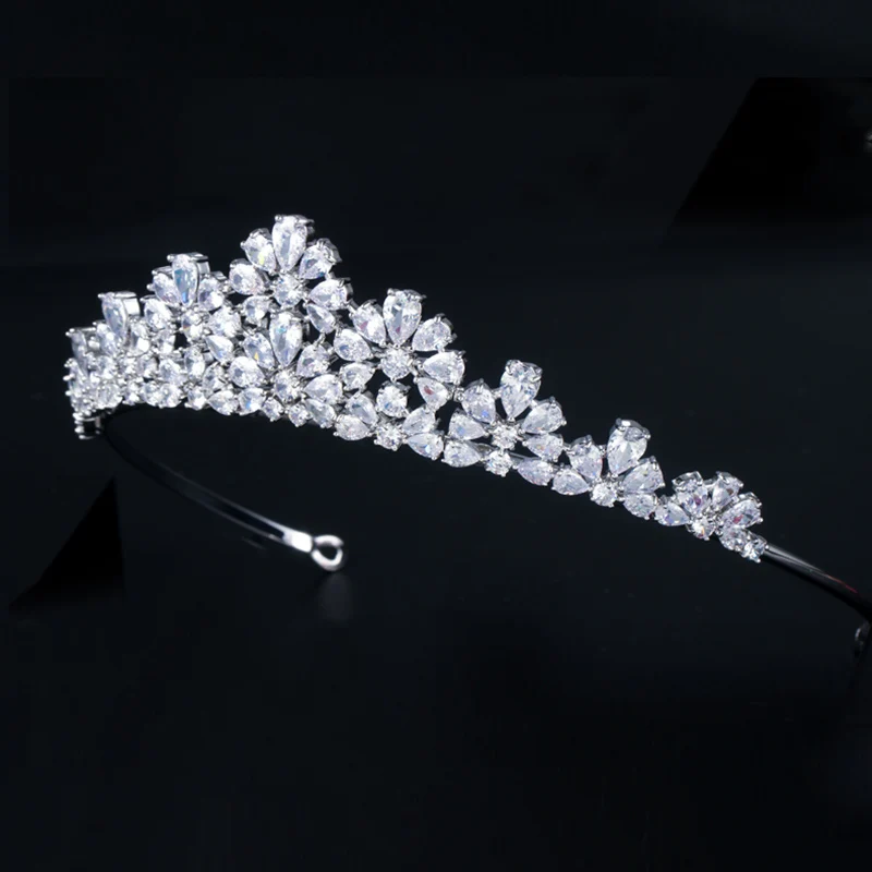 Pera блестящий цветок кубический цирконий кристалл элегантный головной убор