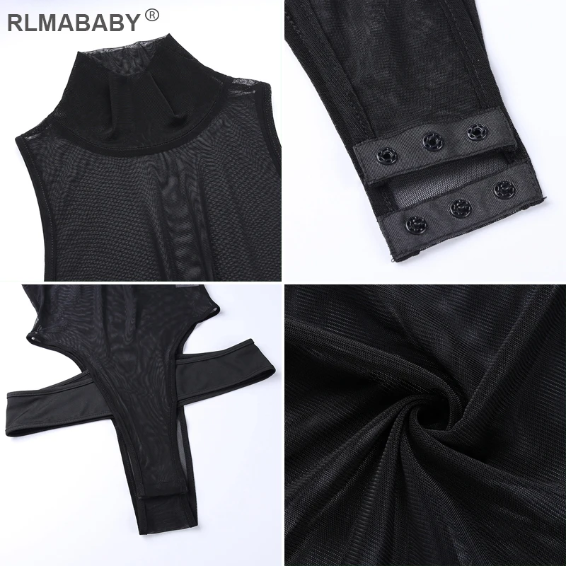

Summer Women Sexy Transparent Mesh Bodysuit Top Turtuleneck Sleeveless See Through Bodycon Rompers Jumspuit Night Club Bodysuit