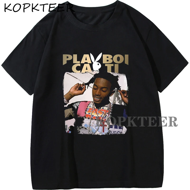 

Футболка Playboi Carti мужская с графическим принтом, стильная рубашка с круглым вырезом и коротким рукавом, Топ в стиле рэпера, в стиле хип-хоп, Че...