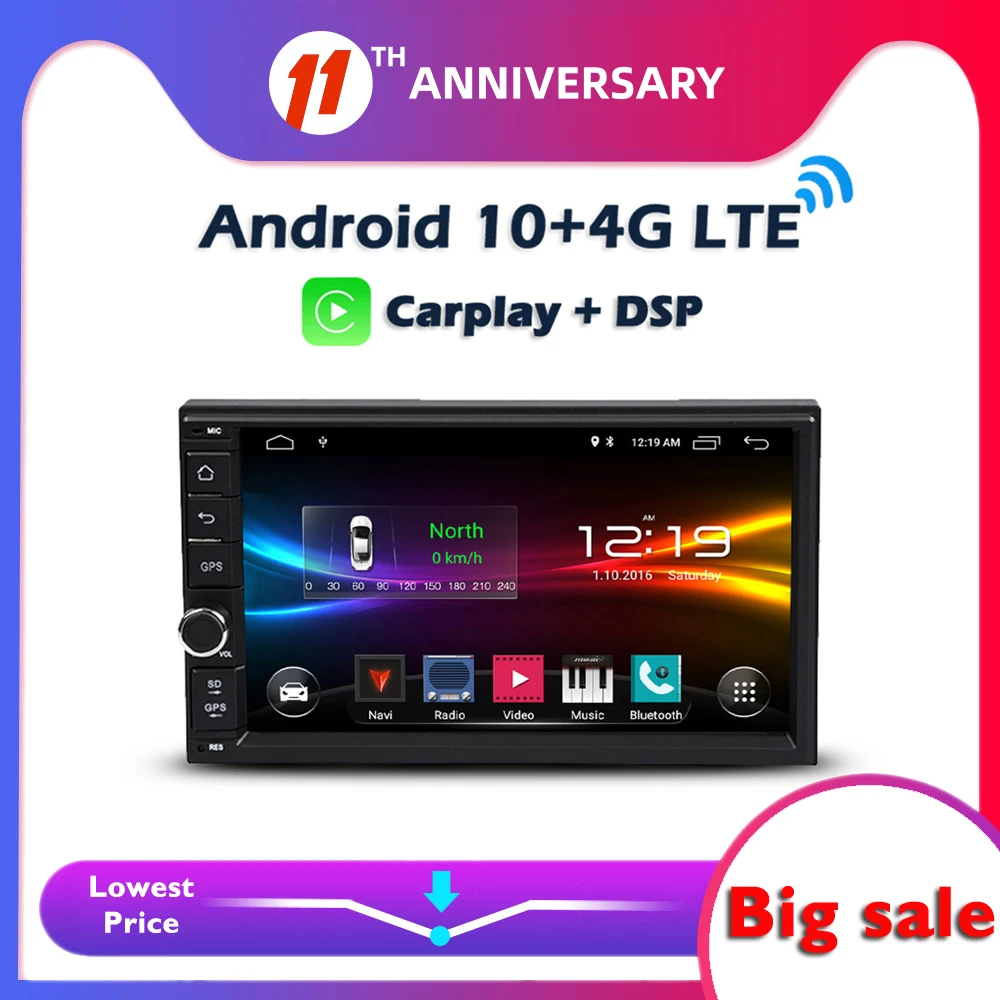 Автомобильный DVD плеер 6 ГБ + 128 Гб Carplay DSP IPS Android 10 0 4G LTE GPS карта Авторадио WIFI Bluetooth RDS
