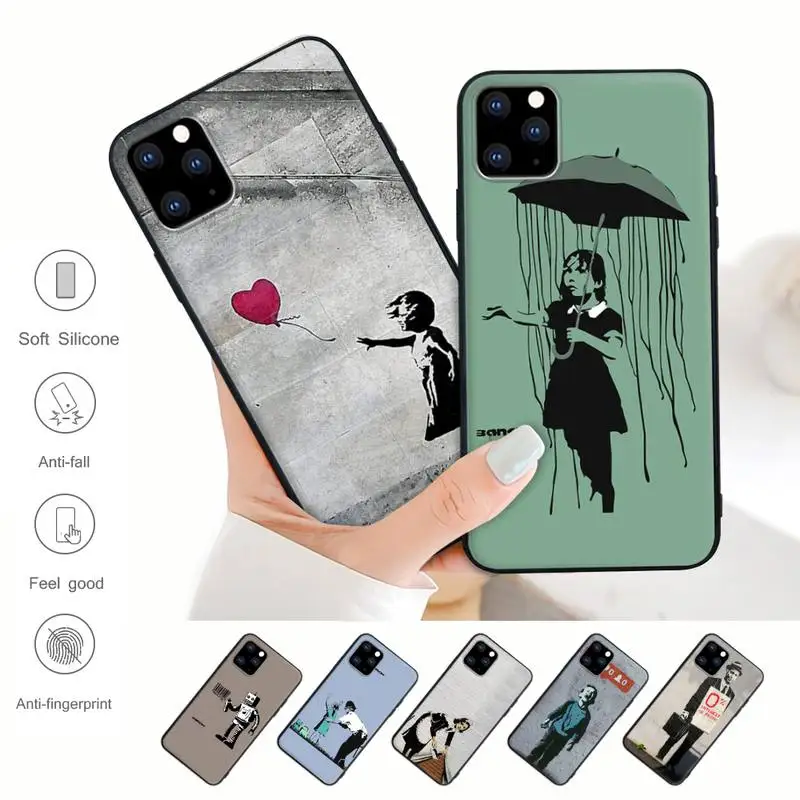 

Street Art Banksy Graffiti Phone Case For IPhone 13 Mini 12 11 Pro Max Xs X Xr 7 8 Plus Se 2020 Silicone Funda