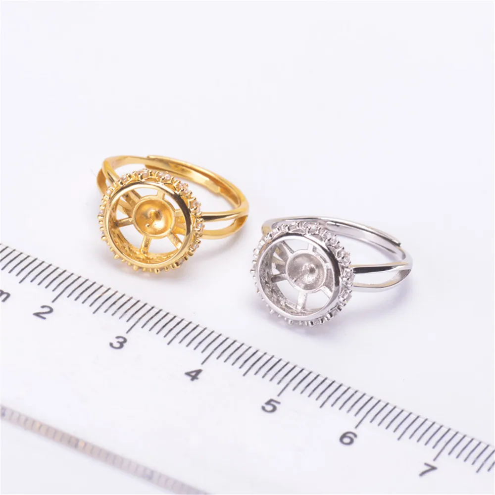

Fashion Rings Resizable Design Rings Base 925 Sterling Silver Pearl Rings Settings Women DIY Pearl Rings Accessory No Pearl