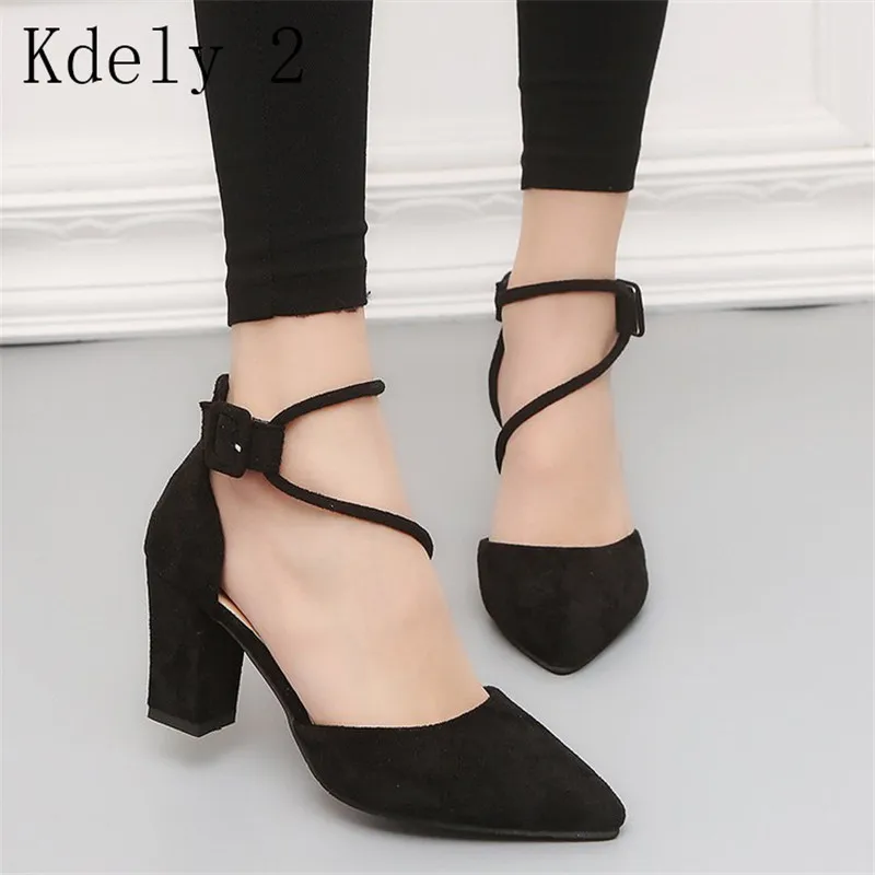 

new sexy comfortable wild thick with single shoes pointed straps high heels shallow mouth fashion wild high heels