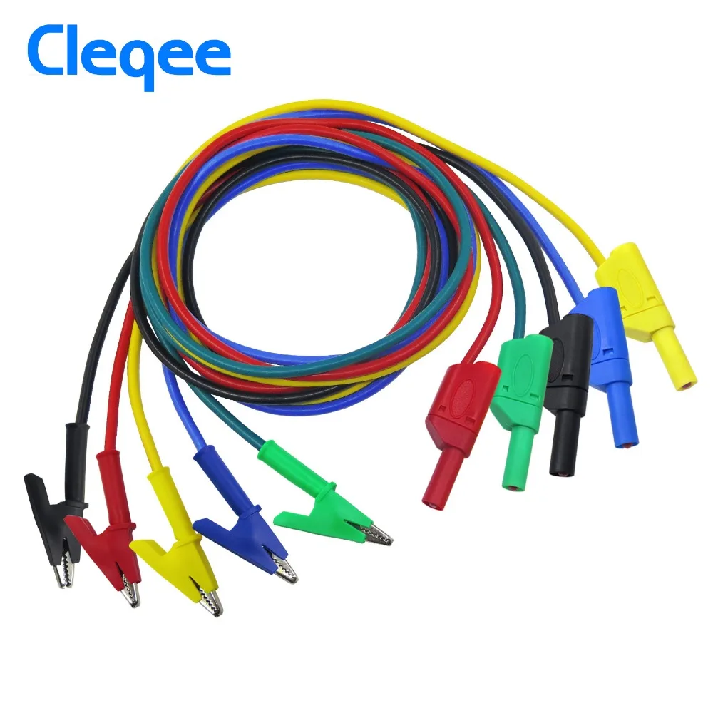 

High quality Cleqee P1018A 1M 4mm Banana Plug to Crocodile Alligator Clip Test Probe Lead Wire Cable