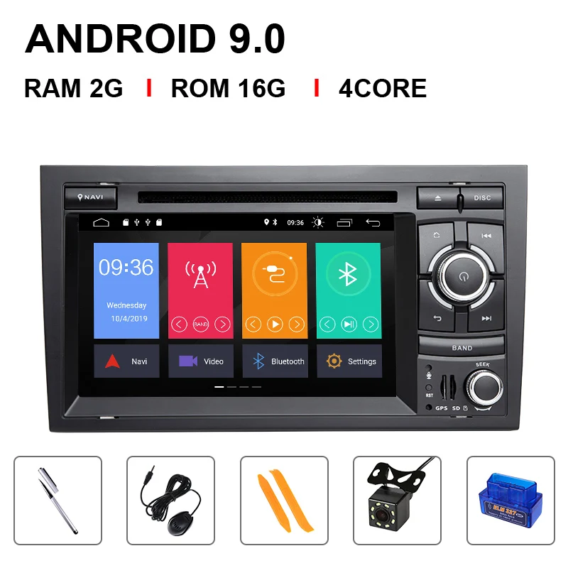 4 Core 16ROM OBD Cam " ips DSP 4G 64G 2 din Android 9 gps Авторадио Мультимедиа для Audi A4 B8 B6 B7 S4 B7 B6 RS4 B7 SEAT Exeo Навигация dvd плеер - Цвет: 4 Core 16ROM OBD Cam