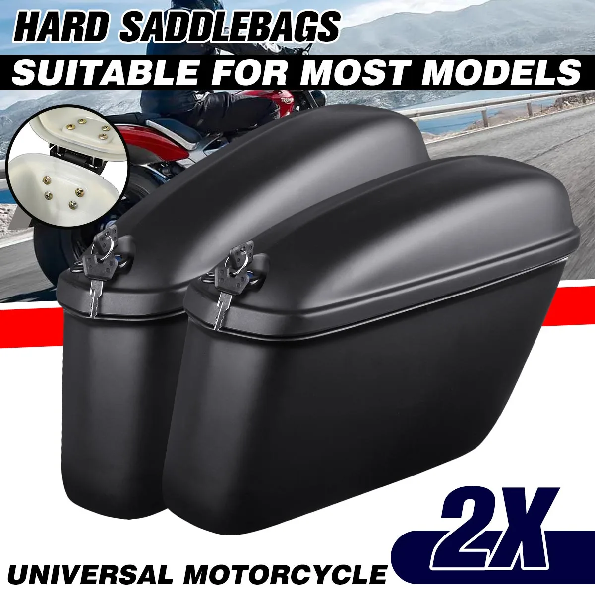 

Universal Waterproof Motorcycle Bag Trunk Case Luggage Saddlebags Motocross Side Tool ABS Hard Side Box Saddle Bags
