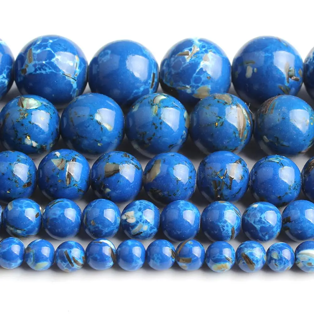 4/6/8/10/12 мм синие Бусины в виде раковины из камня Howlite Круглые свободные бусины для