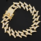 В стиле хип-хоп 2 Цвет Льдом Bling CZ кубинская цепь браслет ювелирные изделия для Для мужчин зубец Майами ссылка браслет Для женщин Для мужчин браслет