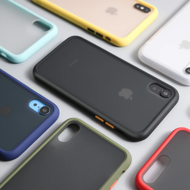 Armor Shockproof Phone Case For iPhone 11 Pro Max XR X XS 7 8 6 Plus Soft Slicone+PC Semitransparent Cover Bag | Мобильные телефоны