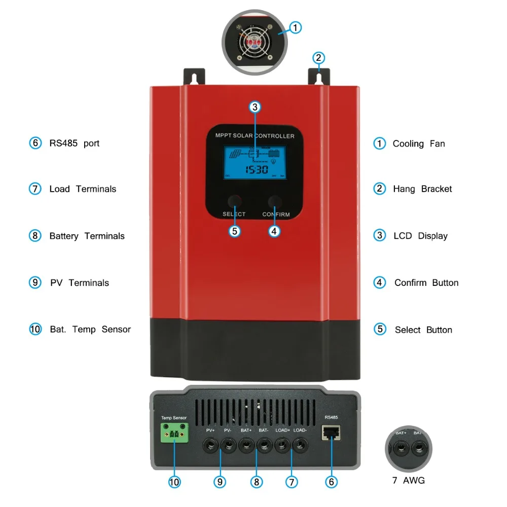 Новый регулятор заряда солнечной батареи eSmart3 MPPT 60A 50A 40A 30A 20A 12V 24V 36V 48V