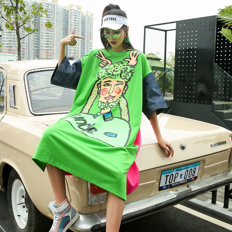 Женское джинсовое платье выше колена длинная юбка большого размера с