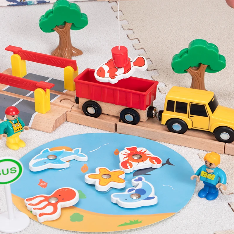 Wooden Railway Car Track Train Set Wash Room Educational Toys Compatible Brand Gifts for Boy | Игрушки и хобби