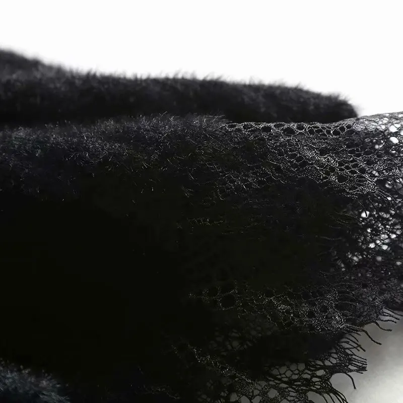 

2020 autumn and winter women's skirts mink fleece lace stitching long skirt casual all-match loose